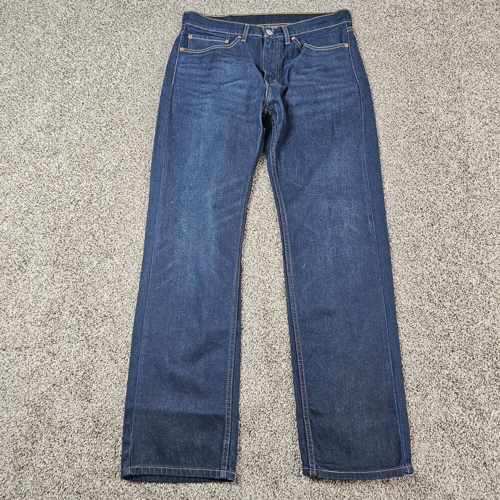 Levis 505 Jeans Mens 34x32 Blue Denim Regular Straight Stretch Dark Wash Work